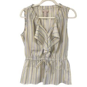 Banana Republic Yellow & Gray Sleeveless Ruffle Blouse  S